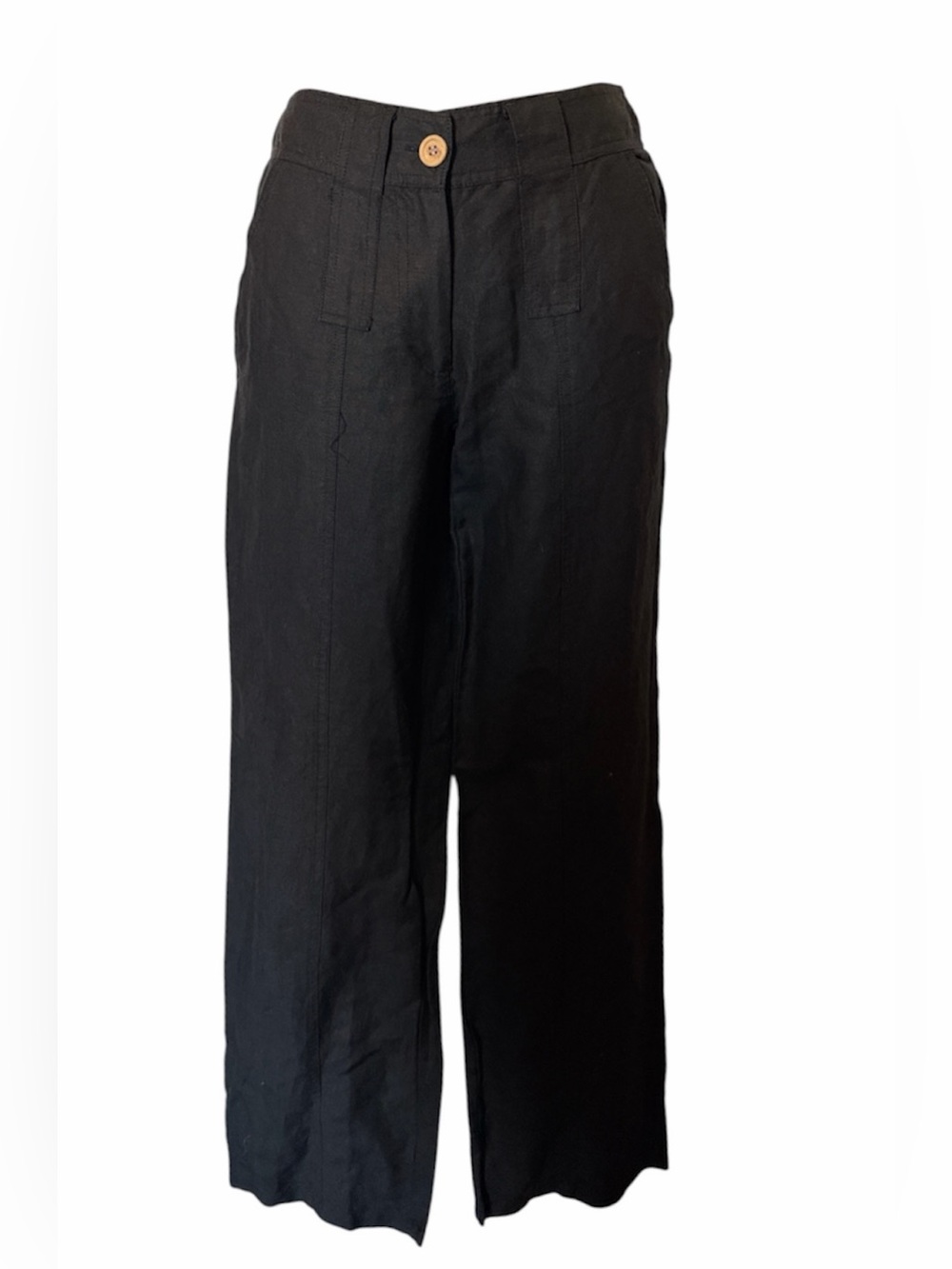 Junior’s Black Linen-Blend Wide Leg Shorts